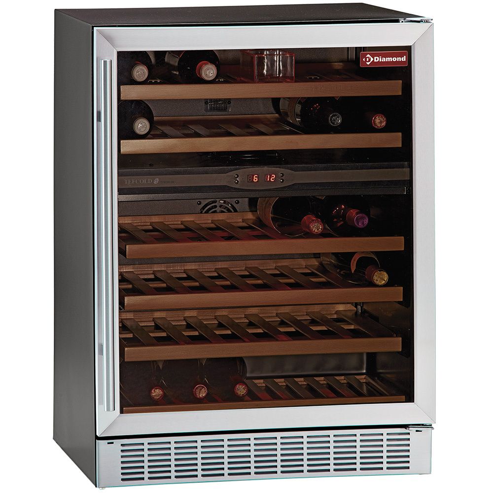 Wijnkast vitrine, geventileerd, 160 Lt., 2 T°, BLACK