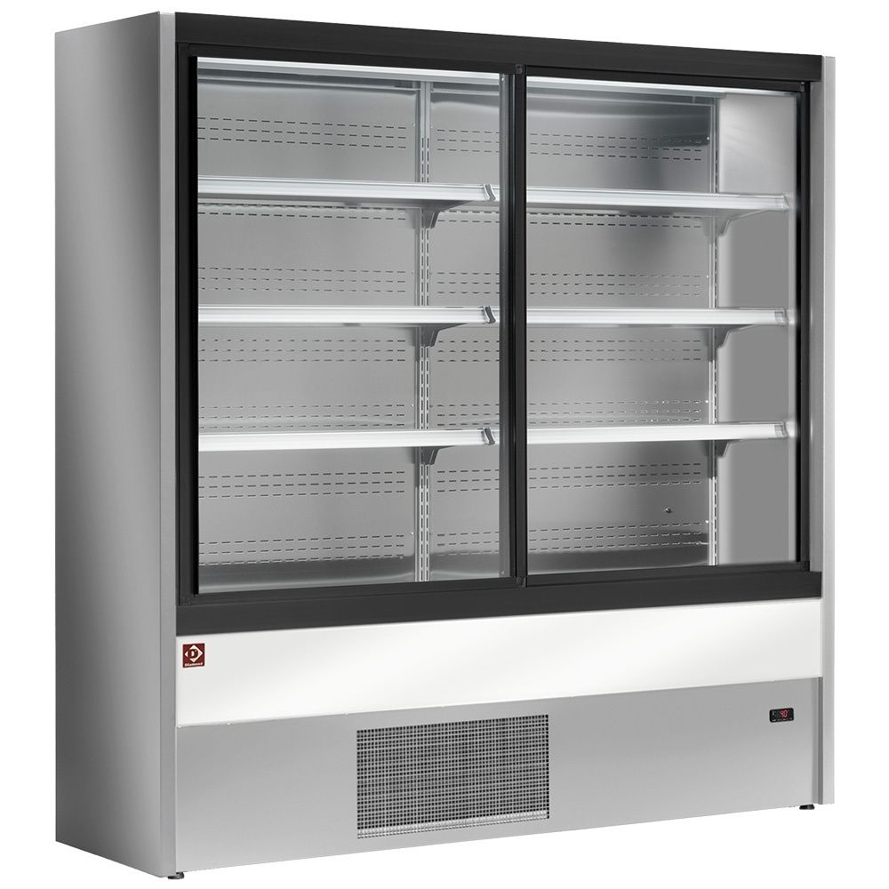 Gekoeld wandmeubel, geventileerd met glazen schuifdeuren - GRIJS/WIT