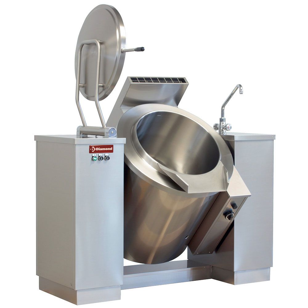 Gas kantelbare kookketel 200 liter, indirecte verwarming