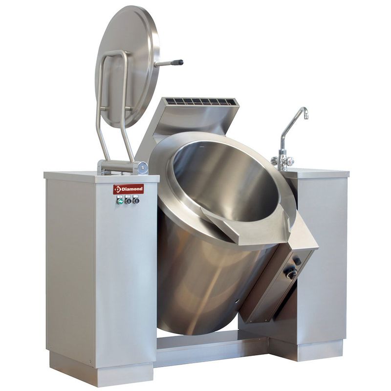 Gas kantelbare kookketel 200 liter, indirecte verwarming