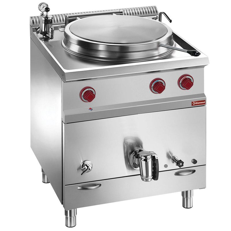 Ronde gas kookketel 50 liter, indirecte verwarming