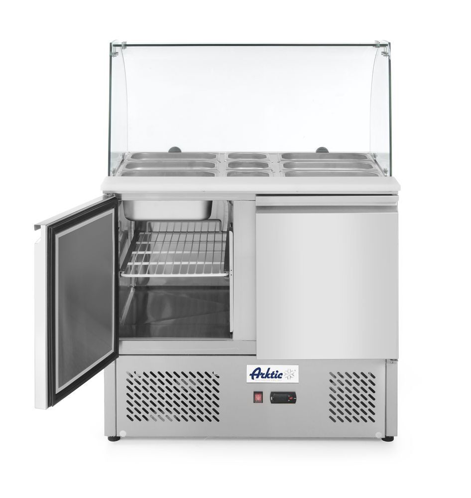 Saladette met 2 deuren en glazen vitrine 300L, Arktic, 230V/310W, 912x702x(H)1330mm