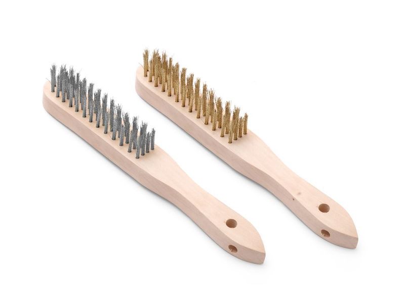 Messing- &amp; roestvast staaldraad borstelset - 2 st., HENDI, 2 st., (L)290mm