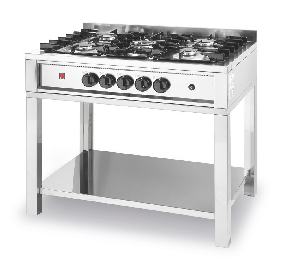 Gasfornuis - 5 pits, met open frame, HENDI, Kitchen Line, 14,3kW, 900x640x(H)910mm