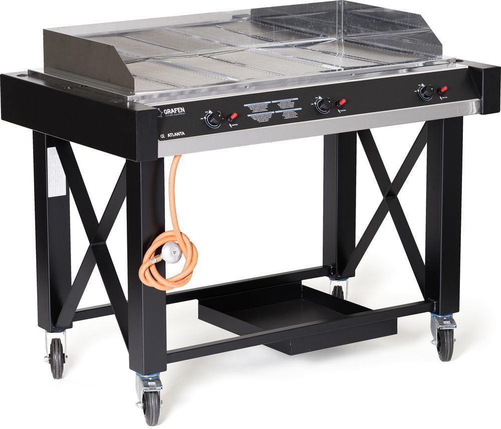Gasbarbecue Atlanta, HENDI, Zwart, 13kW, 1285x770x(H)917mm