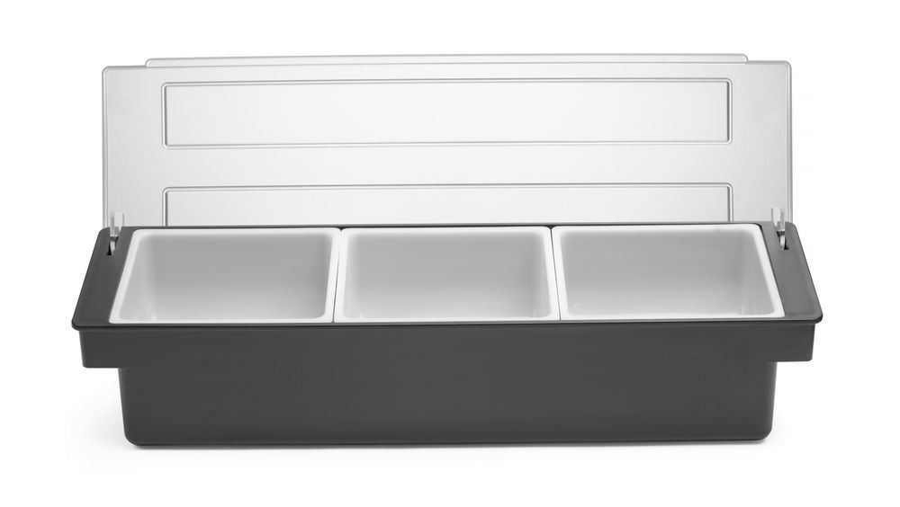 Ingrediëntenhouder – 3 containers, Bar up, Zwart, 480x150x(H)100mm