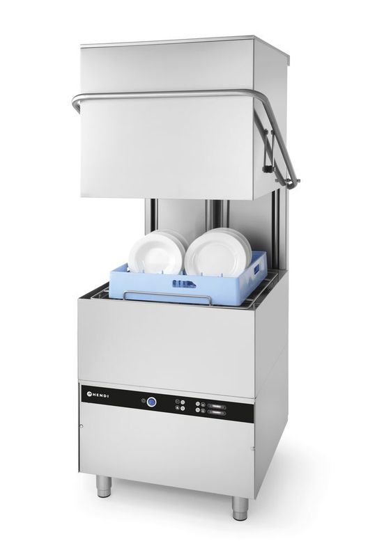 Doorschuifvaatwasser - 50x50mm - elektronische bediening, HENDI, met reinigingspomp, 400V/8600W, 745x903x(H)1406mm