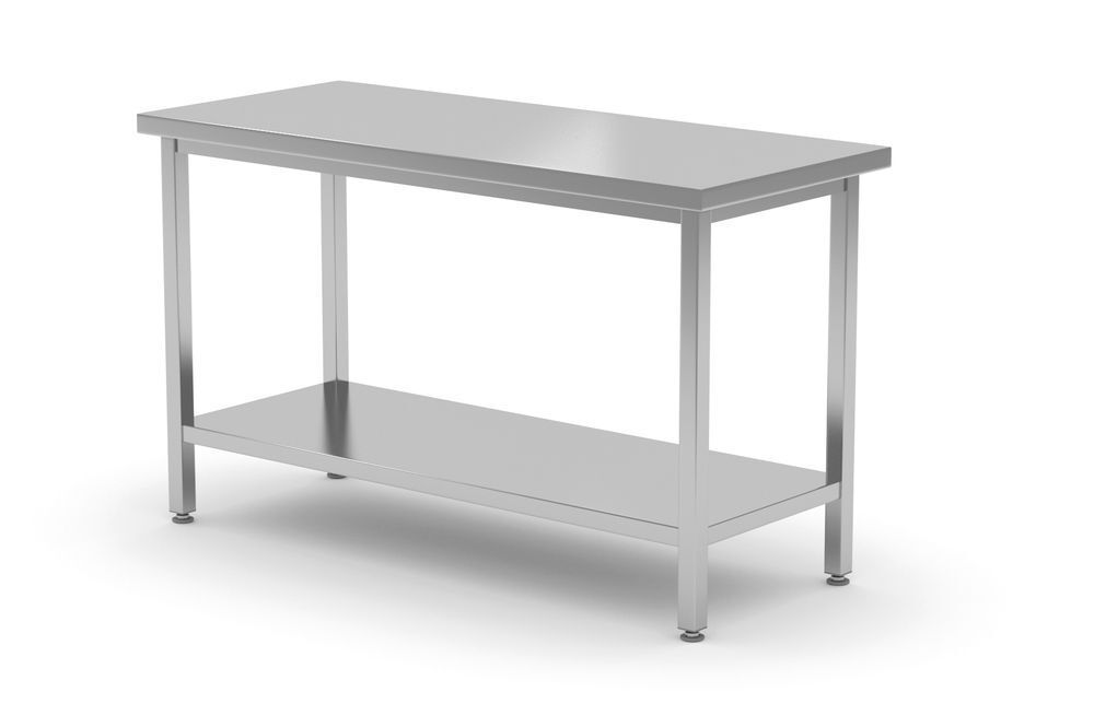 Centrale werktafel met een schap Budget Line â€“ geschroefd, diepte: 600 mm, HENDI, Budget Line, 1000x600x(H)850mm