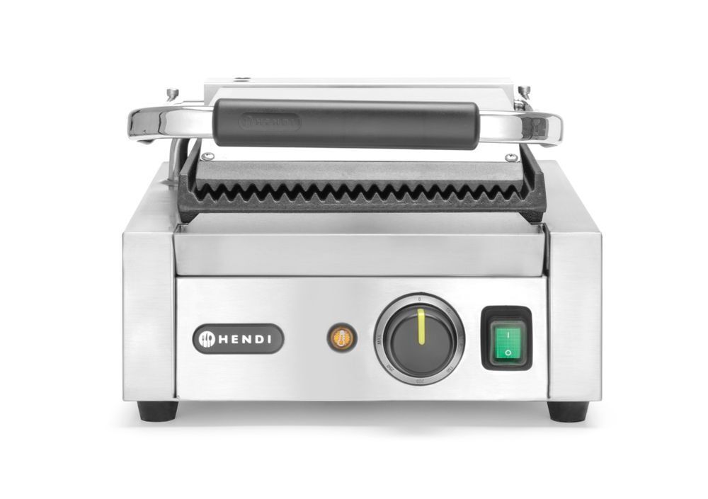 Contactgrill - enkel, HENDI, boven en onder geribd, 230V/1800W, 310x426x(H)510mm