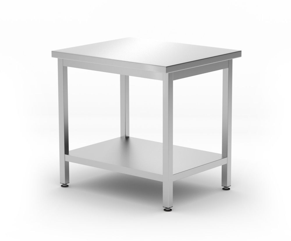 Centrale werktafel met een schap Budget Line â€“ geschroefd, diepte: 600 mm, HENDI, Budget Line, 800x600x(H)850mm