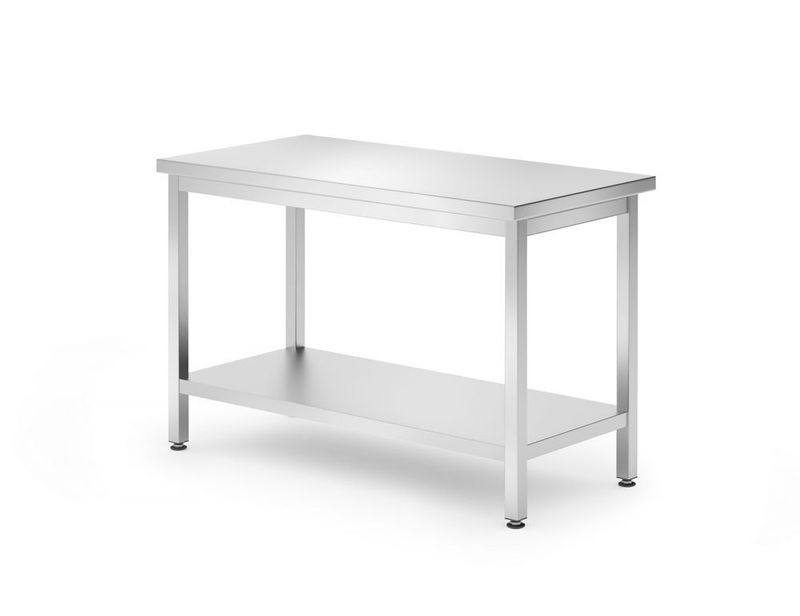 Centrale werktafel met een schap Budget Line â€“ geschroefd, diepte: 600 mm, HENDI, Budget Line, 1200x600x(H)850mm