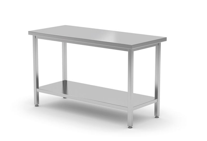 Centrale werktafel zware uitvoering met plank, 700 mm diep, HENDI, Kitchen Line, 1800x700x(H)850mm
