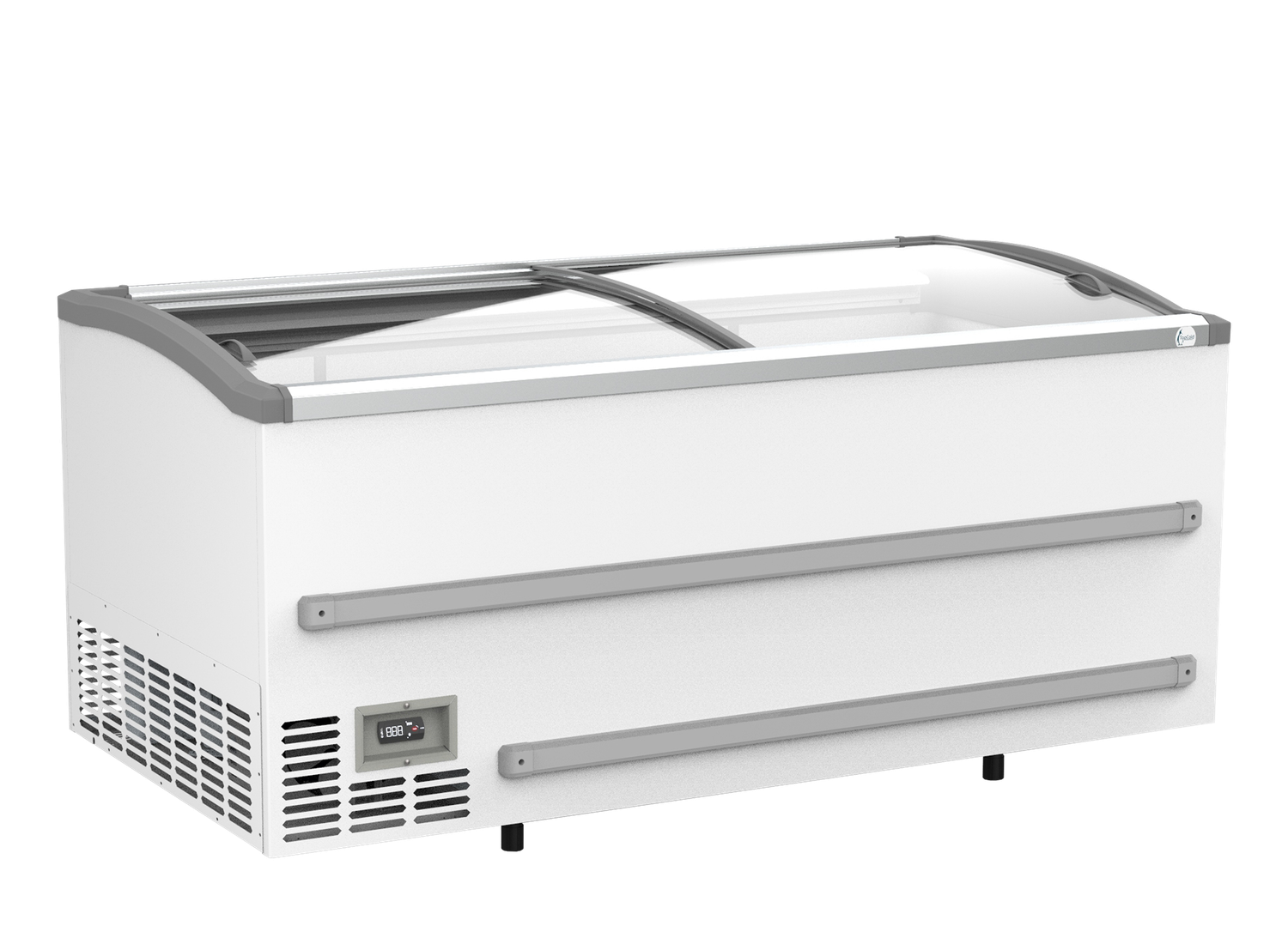 Diepvrieseiland met glazen schuifdeksels