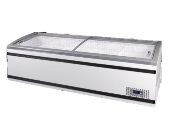 Diepvrieseiland met glazen schuifdeksels