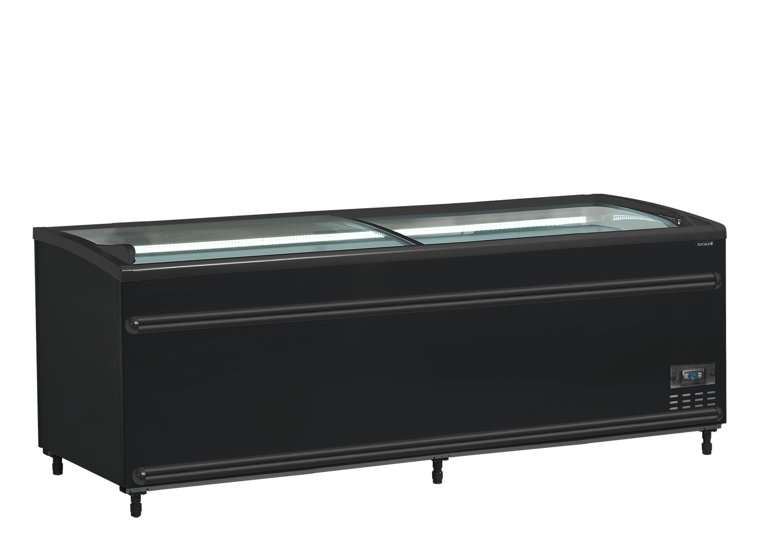 Zwarte supermarktkoeler/-vriezer