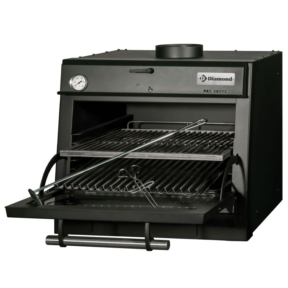 Houtskooloven-BBQ, GN 1/1 (60 Kg/h)/Zwart
