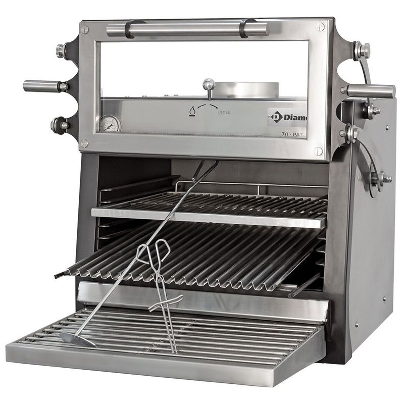 Houtskooloven-BBQ, GN 1/1 (60 Kg/h)/ - Hefbare deur/Roestvrij staal