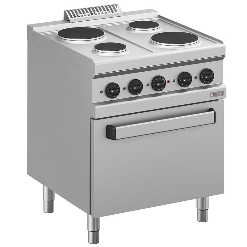 Elektrisch fornuis 4 platen, op elektrische oven GN 2/1