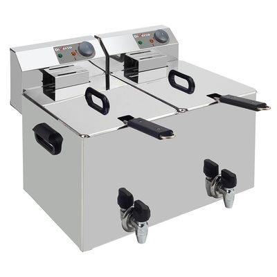 Elektrische friteuse tafelmodel 2x 8 liter + aftapkraan