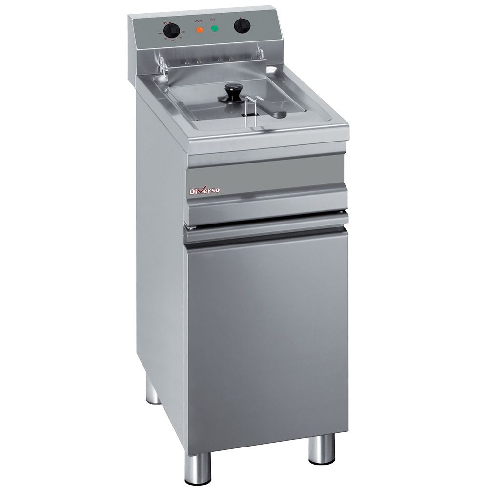 Elektrische friteuse 1 kuip 14 liter op gesloten kast