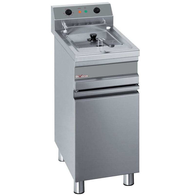 Elektrische friteuse 1 kuip 14 liter op gesloten kast