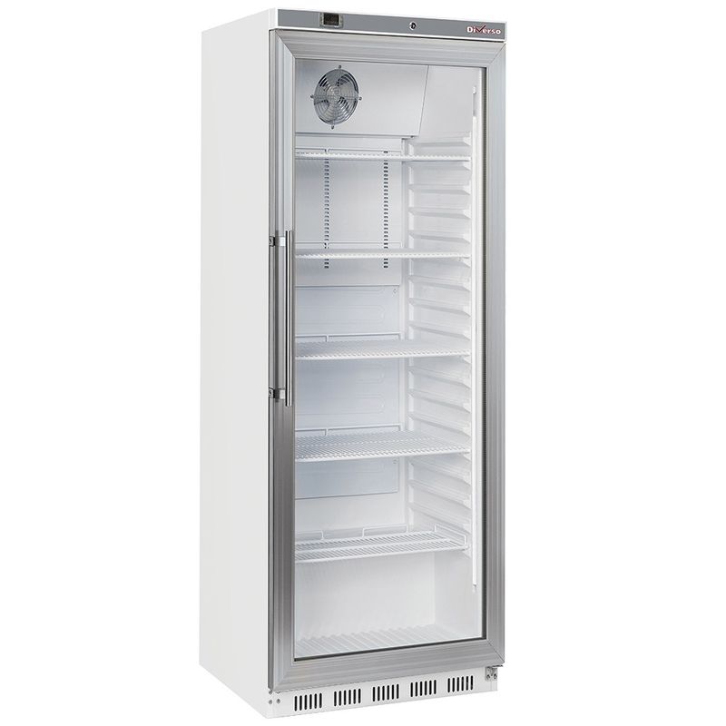 Koelkast geventileerd, glazen deur, 400 liter - wit