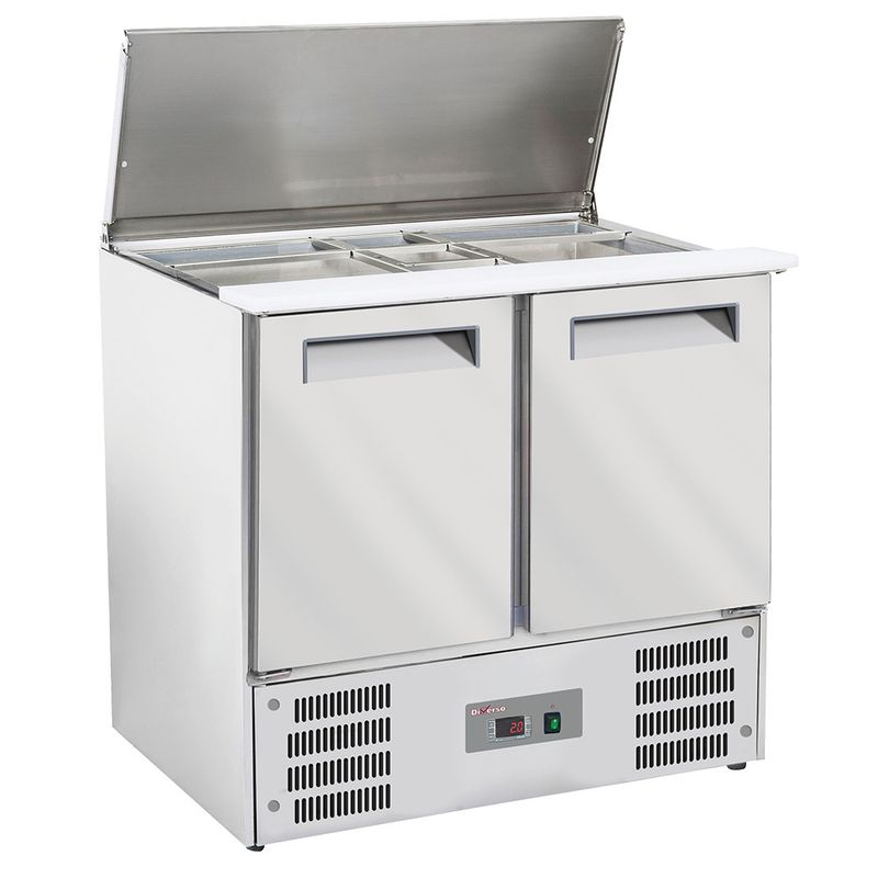 Gekoelde saladette met deksel 2x GN 1/1 + 3x GN 1/6-150 mm + reserve 2 deuren GN 1/1
