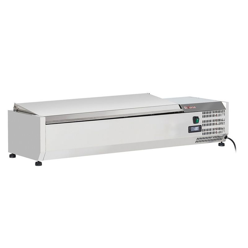 Gekoelde opzetvitrine 5x GN 1/4 - 150 mm, met R.V.S. deksel