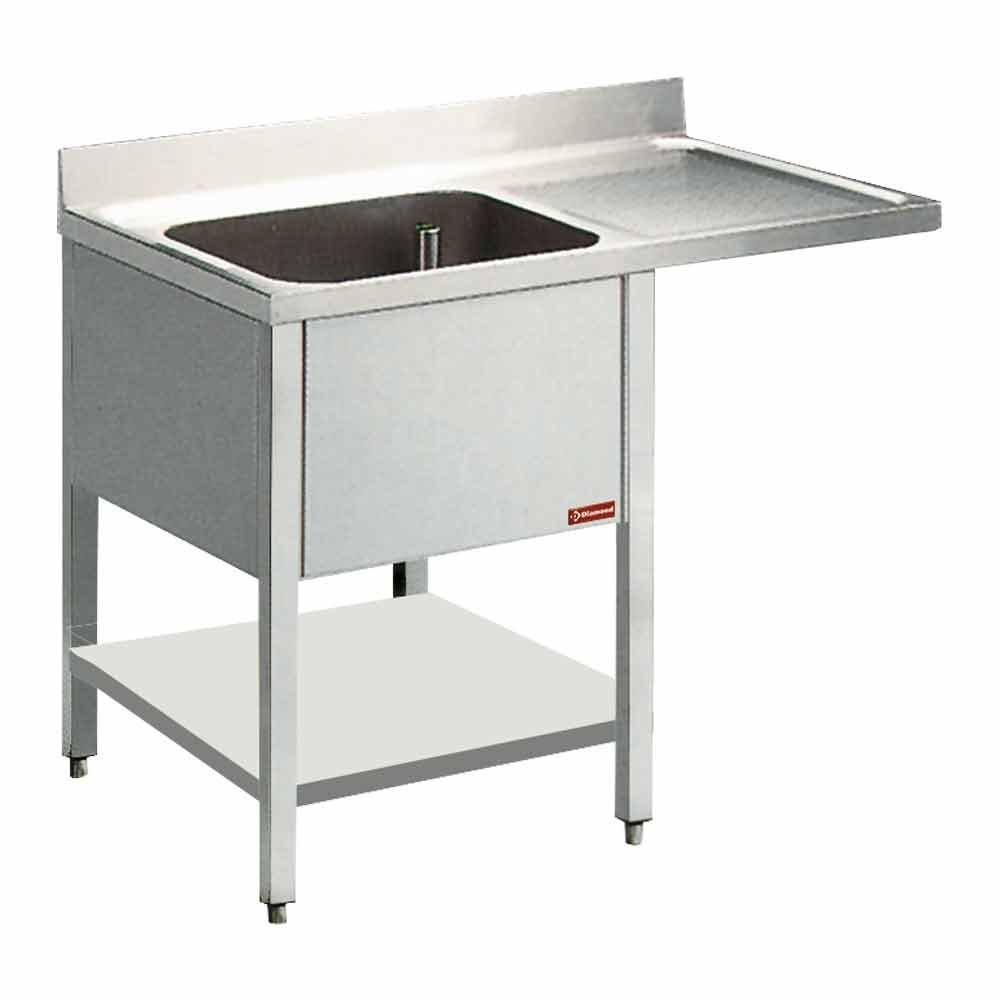 Spoeltafel met 1 kuip en 1 druipvlak