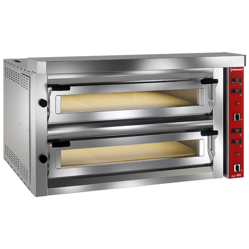 Elektrische pizzaoven, 2x 6 pizzas 350mm - FULL vuurvaste steen