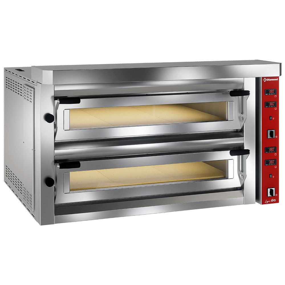 Elektrische pizzaoven &quot;extra large&quot;, 2x 6 pizza&#39;s 350mm - FULL vuurvaste steen
