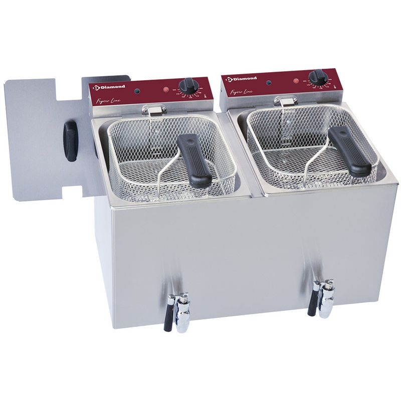 Elektrische friteuse tafelmodel 2x 8 liter + aftapkraan