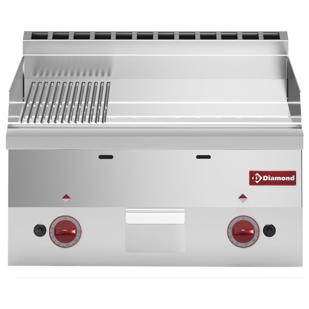 Bakplaat gas, 2/3 glad en 1/3 gegroefd &quot;chroom&quot; -Top-