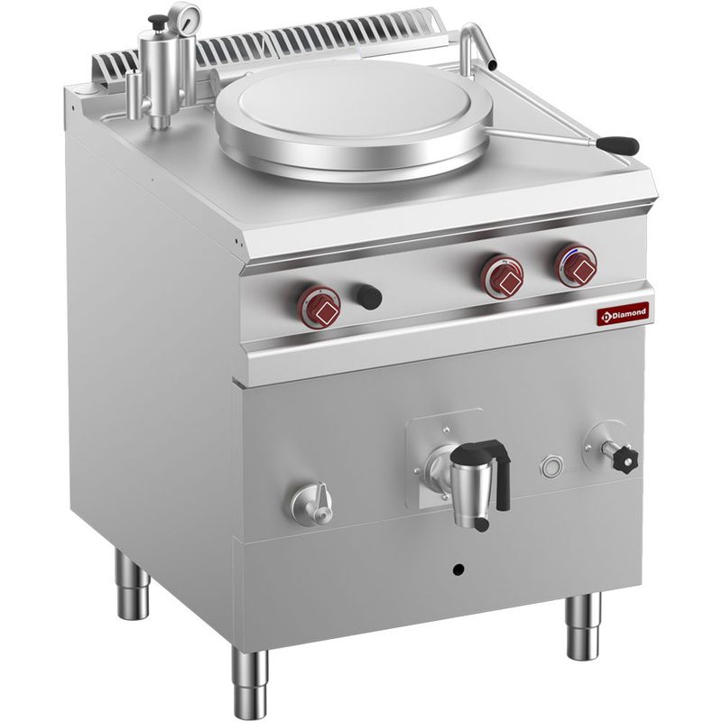 Ronde gas kookketel 50 liter, indirecte verwarming