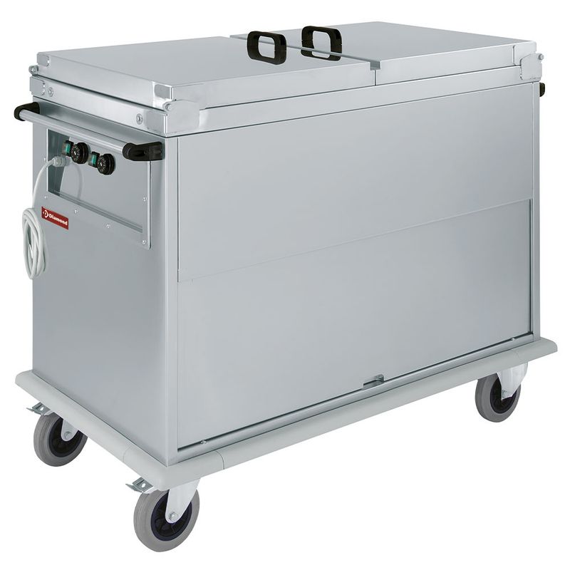 Bain-marie-wagen 2x GN 1/1, 2 T°, deksels, kast met draaideur