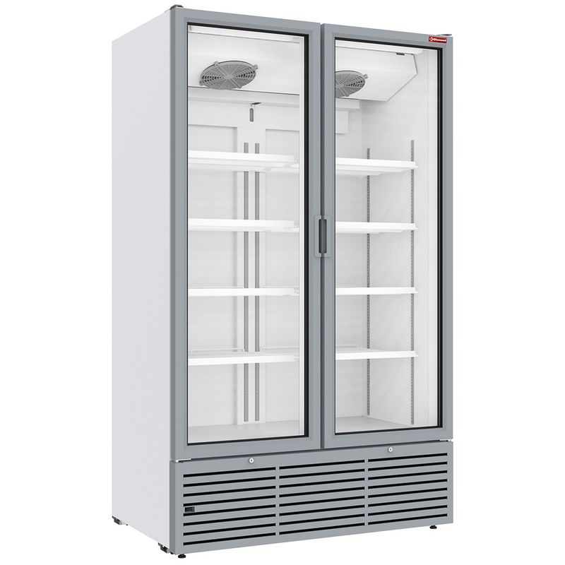 Positieve gekoelde vitrine 1142 liter, 2 draaideuren - WIT
