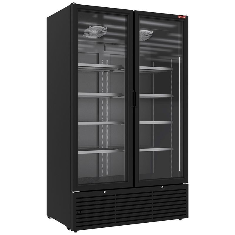 Positieve gekoelde vitrine 1142 liter, 2 draaideuren - ZWART
