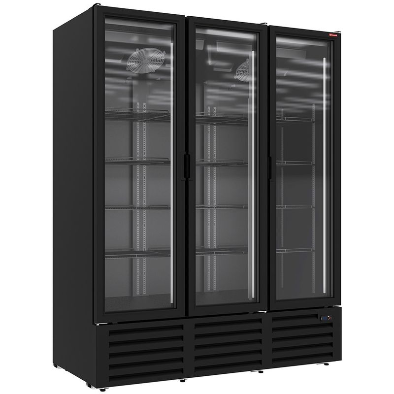 Positieve gekoelde vitrine 1455 liter, 3 draaideuren - ZWART