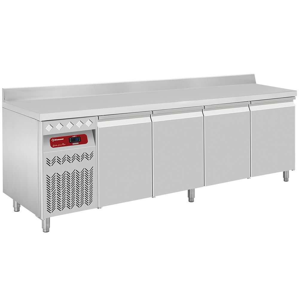 Geventileerde koeltafel &quot;muraal&quot;, 4 deuren GN 1/1, 550 Lit. groep aan linkerkant