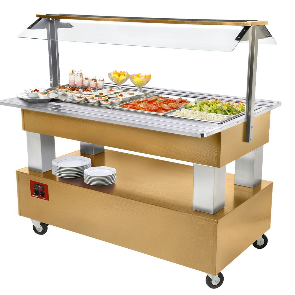 Buffet - Salad bar, gekoeld, 4x GN 1/1-150 (Licht eiken hout)