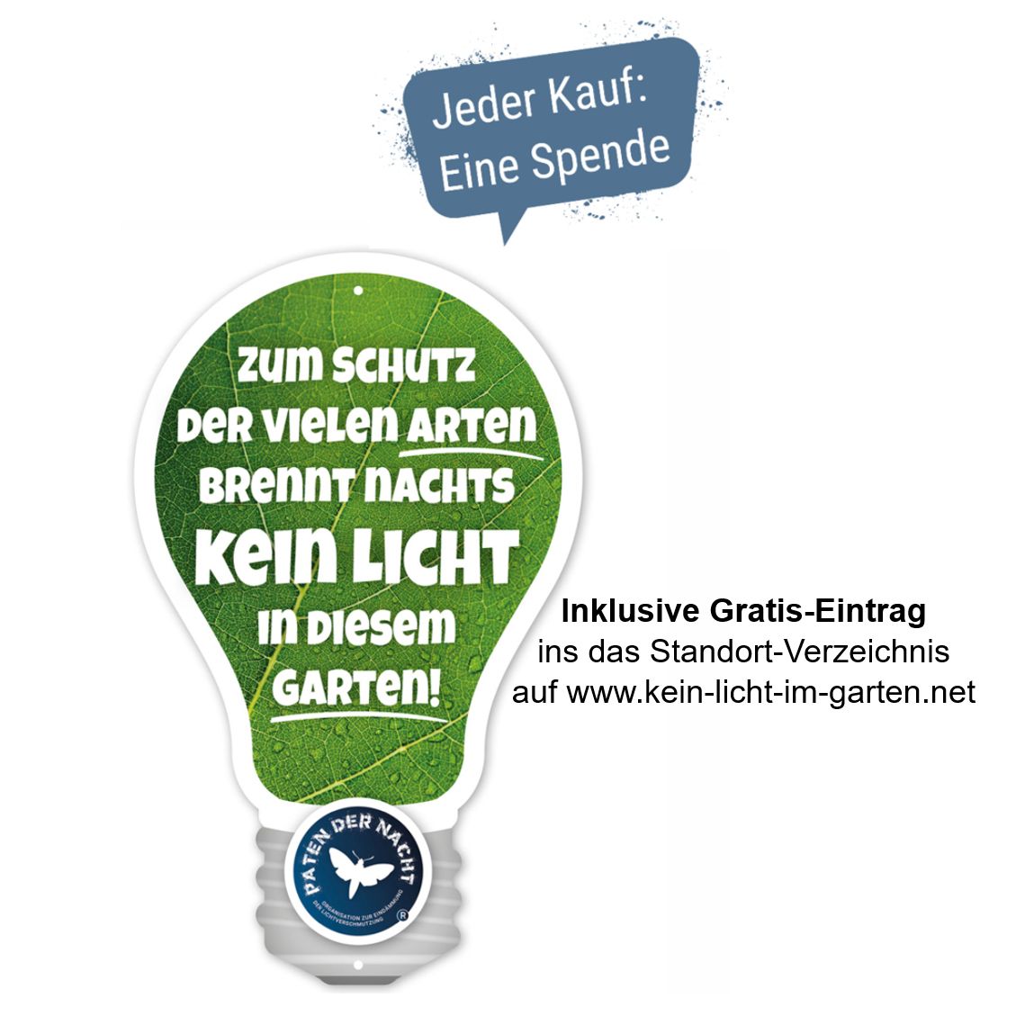 Garten-Schild "Kein Licht im Garten", stabiles Alu, wetterfest