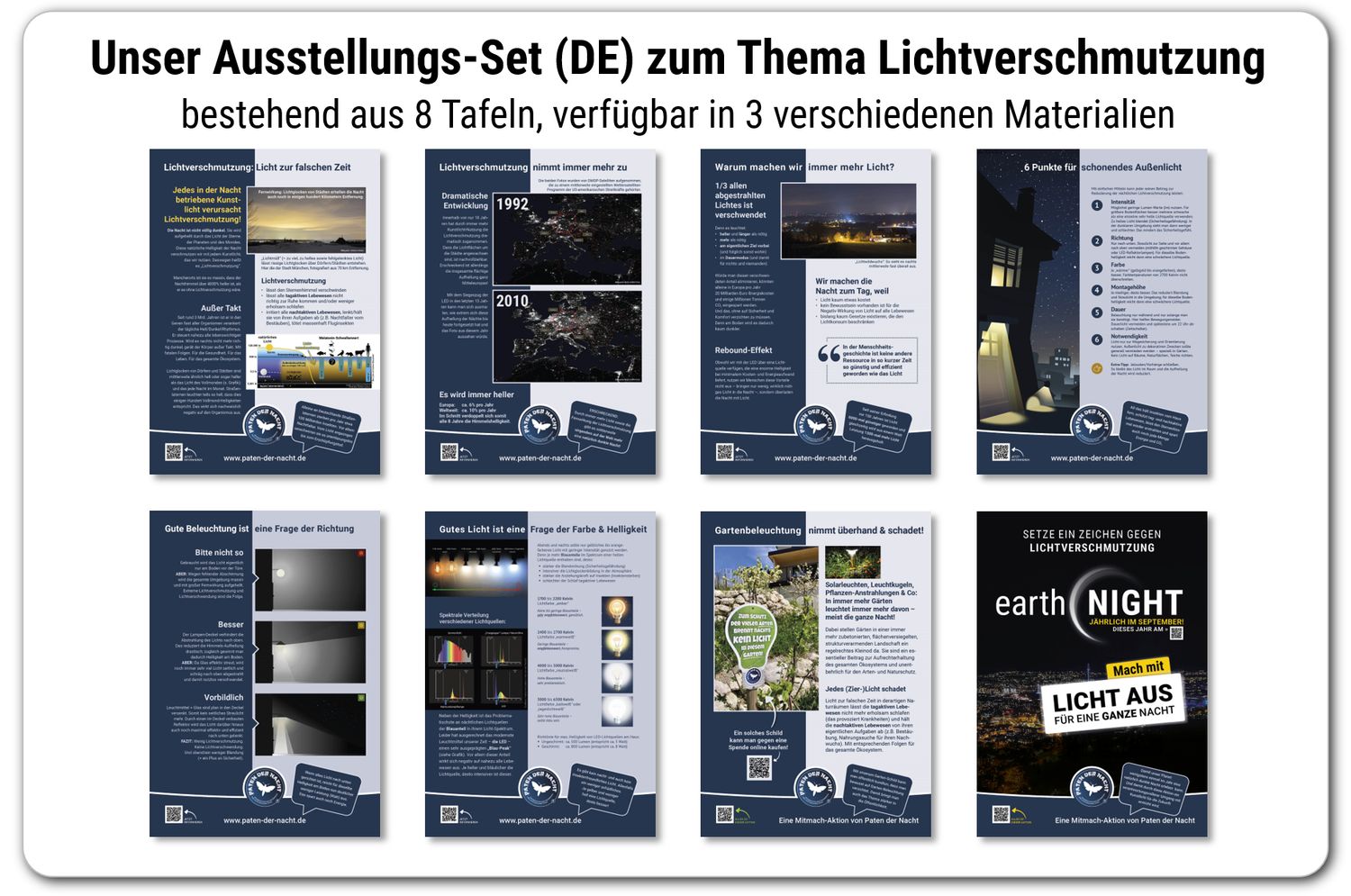 Ausstellungs-Set "Lichtverschmutzung" für Infostand & Messe, Version DE