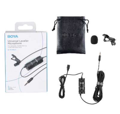 BOYA 3.5mm Lavalier Lapel Microphone for Mobile Phone PC Laptop Camera Wired Microfon for Speaking Audio Vlogging