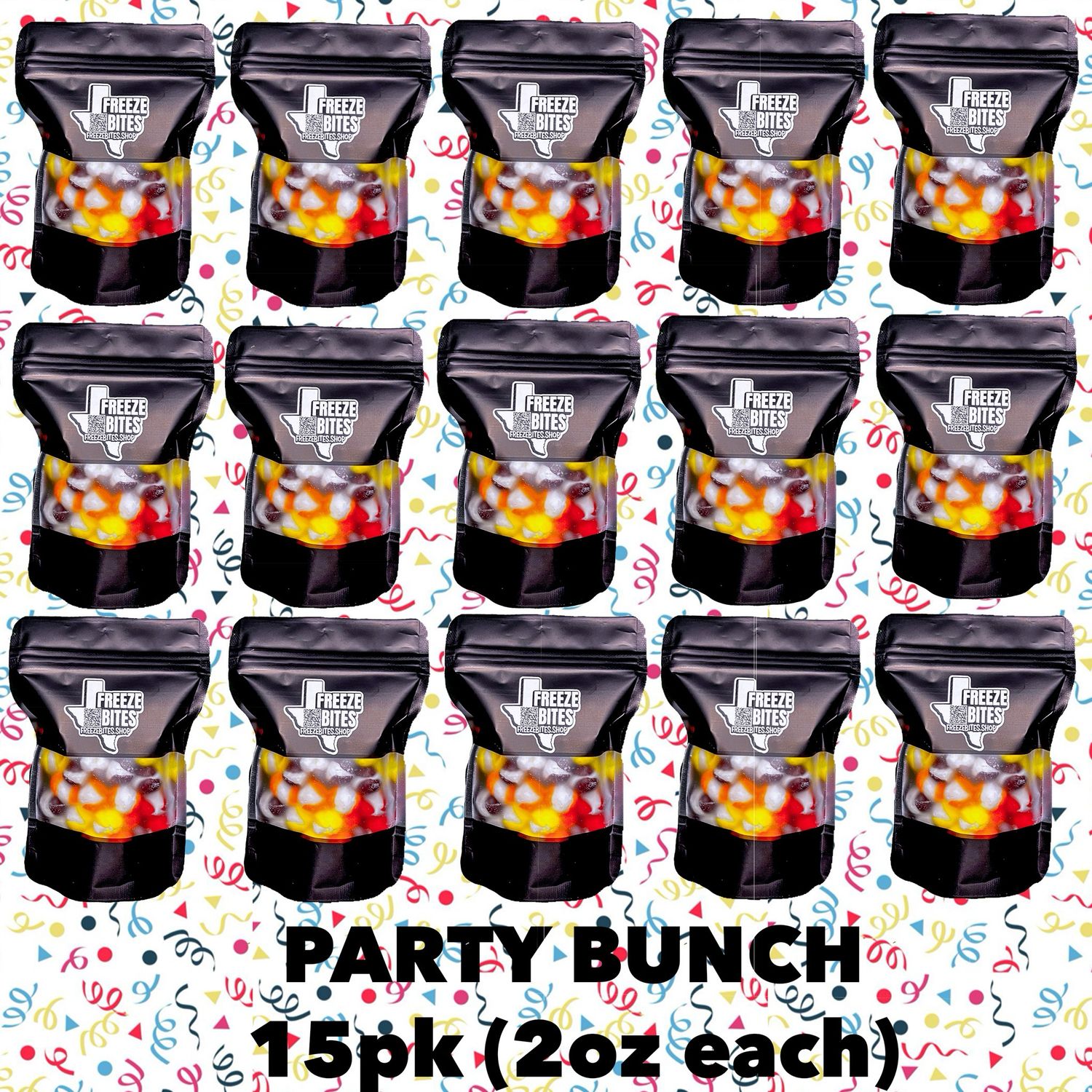 Fruity Rainbow Blasters 15 ct Snack Pack | Freeze-dried Sweet Crunchy Candy | Resealable Birthday Treat Bags 2oz each