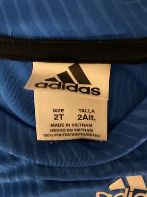 Adidas Shirt Blue, Black &amp; white stripes