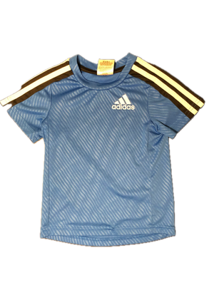 Adidas Shirt Blue, Black &amp; white stripes