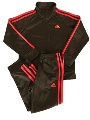 (New!) Adidas Two Piece TrackSuit Black/Red Stripes