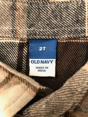 Old Navy Button Shirt Tan/Brown Plaid