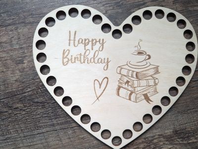 HAPPY BIRTHDAY, Holzböden in Herzform,  in 3 Größen, für Bobbiny Premium