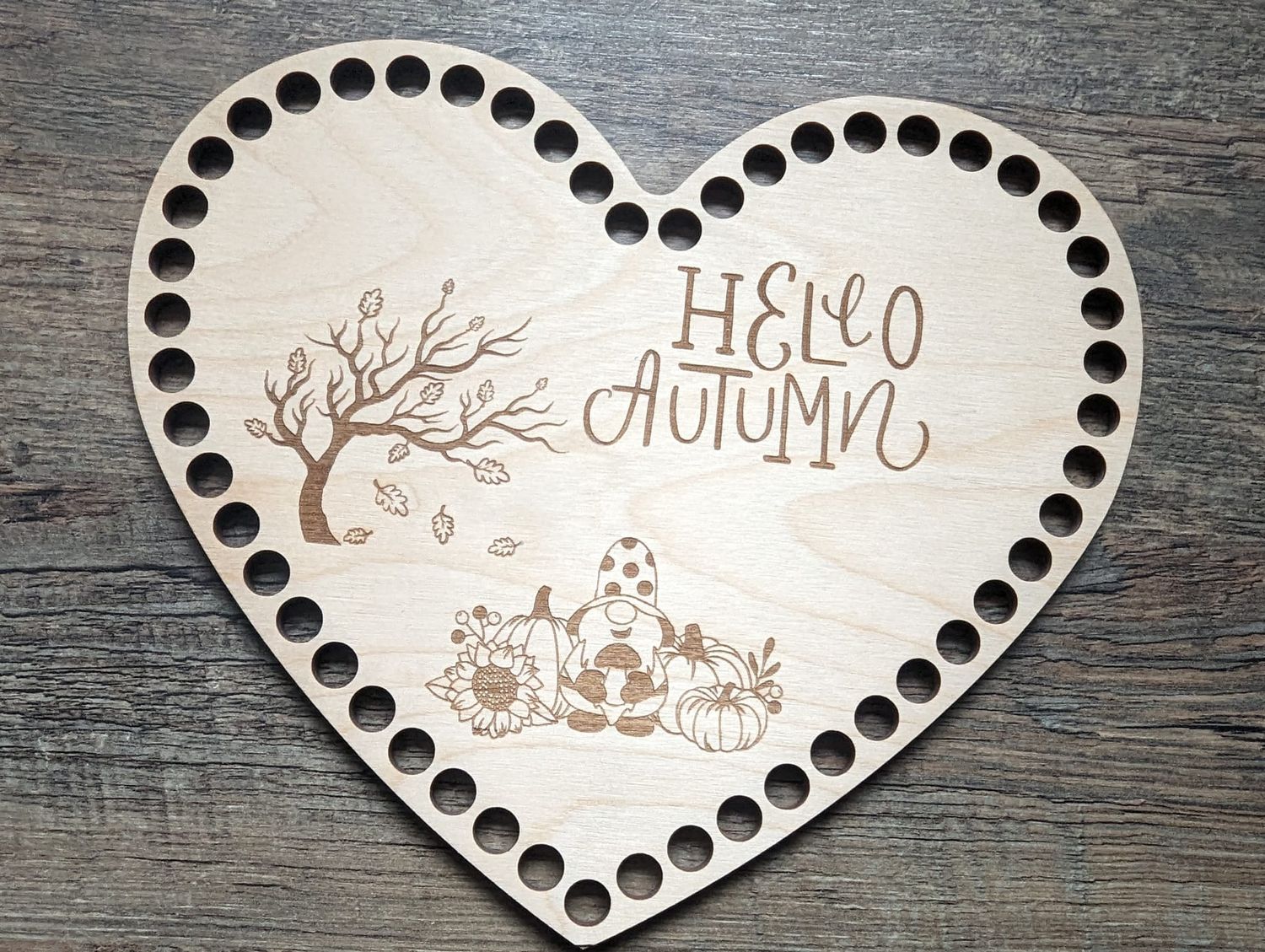 HALLO AUTUMN, Holzböden in Herzform,  in 3 Größen, für Bobbiny Premium